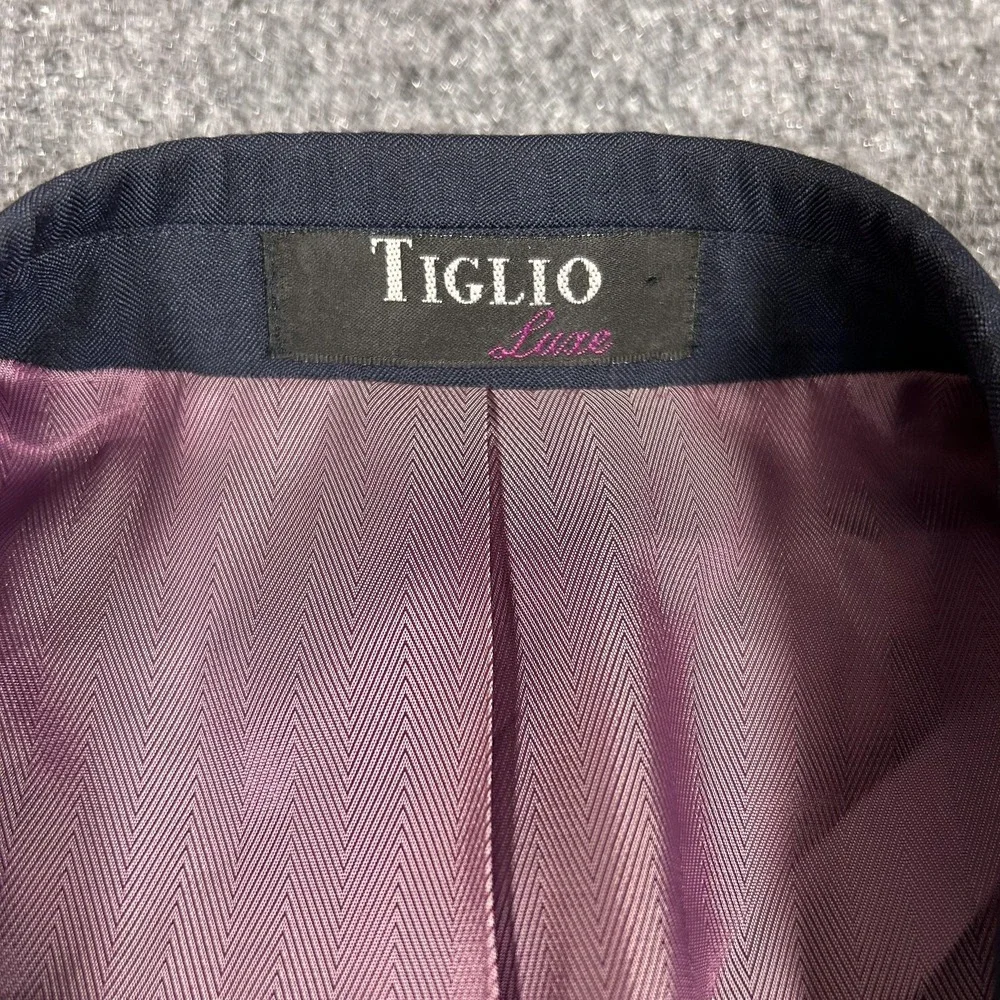 Tiglio Luxe Blazer Mens 40R Navy Blue Wool‎ Slim Fit Fine Italian Cloth Jacket